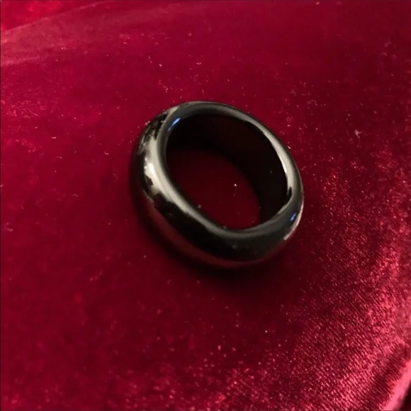 🎲TRADED🎲BLACK AGATE ring, unisex band - Picture 3 of 17
